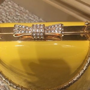 Adorable yellow bag gold rhinestone clasp
